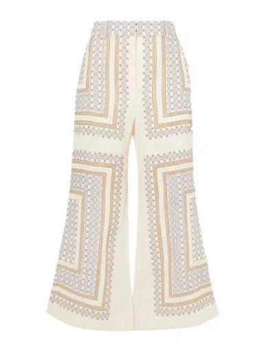 Zimmermann Cropped Flared Printed Linen Pants | Thumbnail 1 Zimmermann Cropped Flared Printed Linen Pants | Thumbnail 1