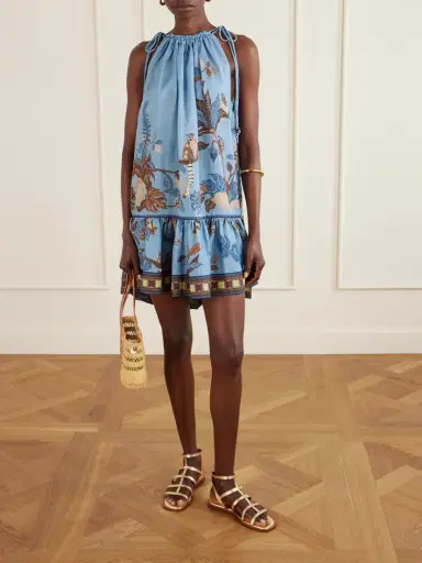 ALÉMAIS Georgie Gathered Tiered Printed Ramie Mini Dress | Thumbnail 2 ALÉMAIS Georgie Gathered Tiered Printed Ramie Mini Dress | Thumbnail 2
