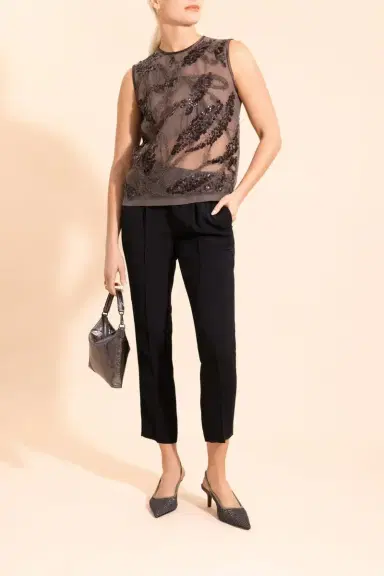 Brunello Cucinelli Halo Embroidered Sleeveless Blouse | Thumbnail 2 Brunello Cucinelli Halo Embroidered Sleeveless Blouse | Thumbnail 2