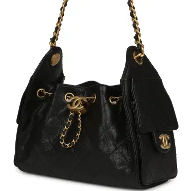 Chanel Chanel Mini 25 Hobo Bag Black Caviar Antique Gold Hardware | Thumbnail 5 Chanel Chanel Mini 25 Hobo Bag Black Caviar Antique Gold Hardware | Thumbnail 5