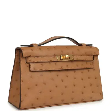 HERMÈS Hermes Kelly Pochette Chai Ostrich Gold Hardware | Thumbnail 2 HERMÈS Hermes Kelly Pochette Chai Ostrich Gold Hardware | Thumbnail 2