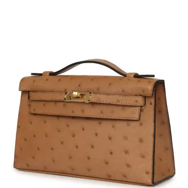 HERMÈS Hermes Kelly Pochette Chai Ostrich Gold Hardware | Thumbnail 5 HERMÈS Hermes Kelly Pochette Chai Ostrich Gold Hardware | Thumbnail 5
