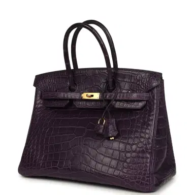 HERMÈS Pre-owned Hermes Birkin 35 Amethyst Matte Alligator Gold Hardware | Thumbnail 5 HERMÈS Pre-owned Hermes Birkin 35 Amethyst Matte Alligator Gold Hardware | Thumbnail 5