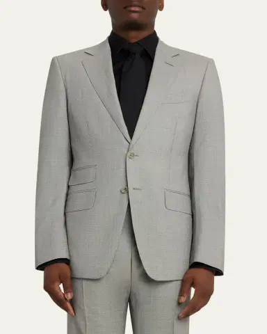 Tom Ford Men's Wool Basketweave Notch-Lapel Two-Piece Suit | Thumbnail 4 Tom Ford Men's Wool Basketweave Notch-Lapel Two-Piece Suit | Thumbnail 4