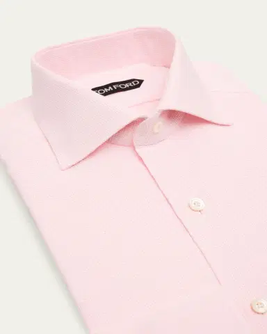 TOM FORD Men's Cotton Woven Micro-Check Dress Shirt | Thumbnail 2 TOM FORD Men's Cotton Woven Micro-Check Dress Shirt | Thumbnail 2