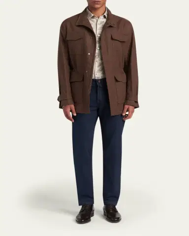 Kiton Men's Linen Flap-Pocket Field Jacket | Thumbnail 2 Kiton Men's Linen Flap-Pocket Field Jacket | Thumbnail 2