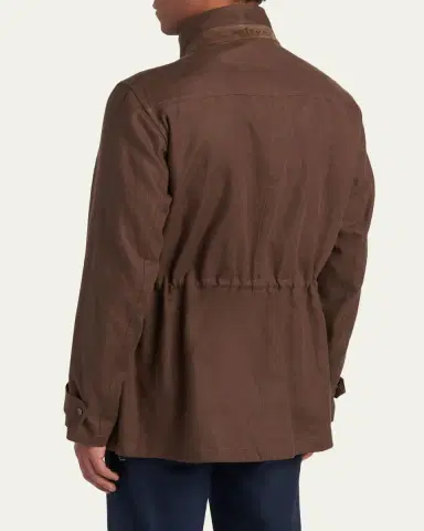 Kiton Men's Linen Flap-Pocket Field Jacket | Thumbnail 3 Kiton Men's Linen Flap-Pocket Field Jacket | Thumbnail 3