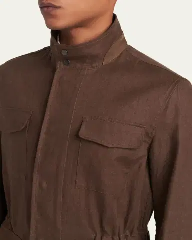 Kiton Men's Linen Flap-Pocket Field Jacket | Thumbnail 5 Kiton Men's Linen Flap-Pocket Field Jacket | Thumbnail 5
