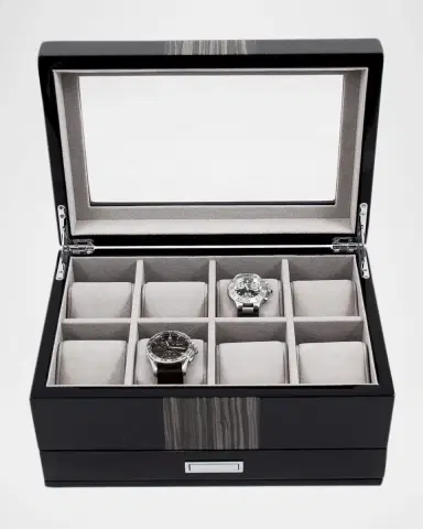 Bey-Berk Men's Lacquered Wenge Wood 8-Watch Storage Box w/ Drawer | Thumbnail 2 Bey-Berk Men's Lacquered Wenge Wood 8-Watch Storage Box w/ Drawer | Thumbnail 2