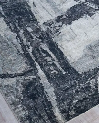 Exquisite Rugs Floor Art Hand-Knotted Dark Gray Rug | Thumbnail 3 Exquisite Rugs Floor Art Hand-Knotted Dark Gray Rug | Thumbnail 3