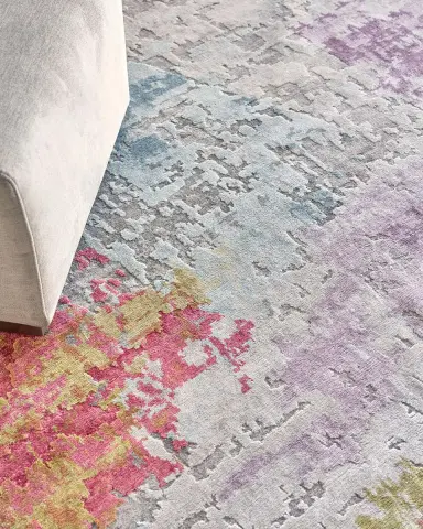 Exquisite Rugs Floor Art Hand-Knotted Ivory & Lavender Rug | Thumbnail 6 Exquisite Rugs Floor Art Hand-Knotted Ivory & Lavender Rug | Thumbnail 6