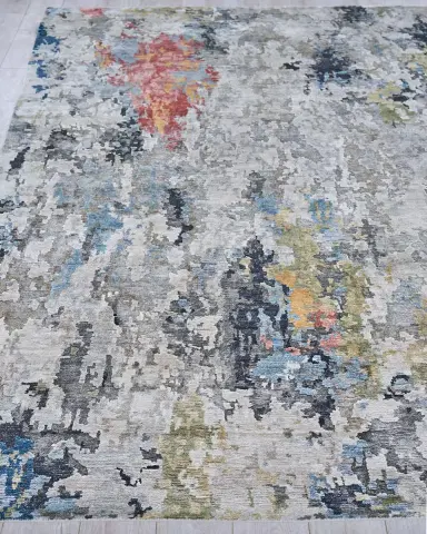 Exquisite Rugs Floor Art Hand-Knotted Silver & Gray Rug | Thumbnail 2 Exquisite Rugs Floor Art Hand-Knotted Silver & Gray Rug | Thumbnail 2