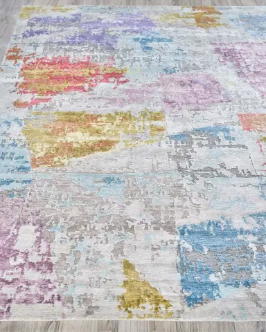 Exquisite Rugs Floor Art Hand-Knotted Ivory & Lavender Rug | Thumbnail 2 Exquisite Rugs Floor Art Hand-Knotted Ivory & Lavender Rug | Thumbnail 2