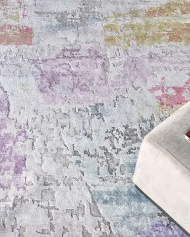 Exquisite Rugs Floor Art Hand-Knotted Ivory & Lavender Rug | Thumbnail 7 Exquisite Rugs Floor Art Hand-Knotted Ivory & Lavender Rug | Thumbnail 7
