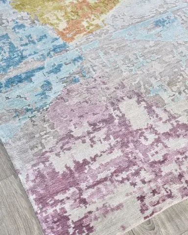 Exquisite Rugs Floor Art Hand-Knotted Ivory & Lavender Rug | Thumbnail 3 Exquisite Rugs Floor Art Hand-Knotted Ivory & Lavender Rug | Thumbnail 3