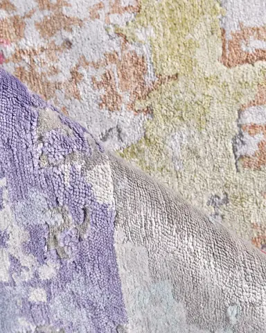 Exquisite Rugs Floor Art Hand-Knotted Ivory & Lavender Rug | Thumbnail 4 Exquisite Rugs Floor Art Hand-Knotted Ivory & Lavender Rug | Thumbnail 4