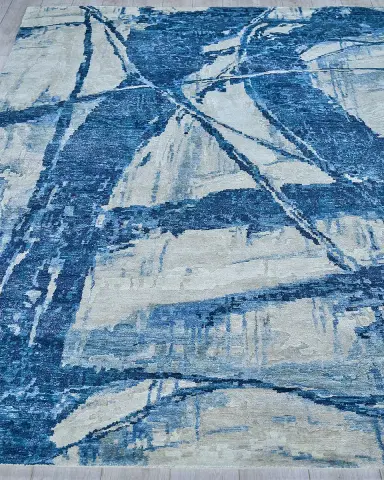 Exquisite Rugs Floor Art Hand-Knotted Dark Blue Rug, 8 ' x 10 ' | Thumbnail 2 Exquisite Rugs Floor Art Hand-Knotted Dark Blue Rug, 8 ' x 10 ' | Thumbnail 2