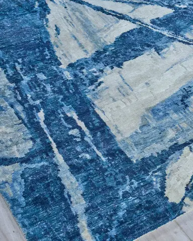 Exquisite Rugs Floor Art Hand-Knotted Dark Blue Rug, 8 ' x 10 ' | Thumbnail 3 Exquisite Rugs Floor Art Hand-Knotted Dark Blue Rug, 8 ' x 10 ' | Thumbnail 3