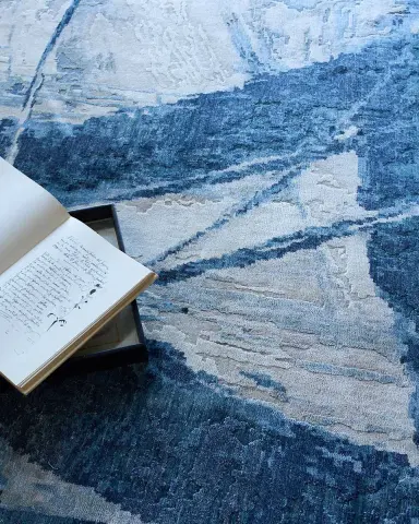 Exquisite Rugs Floor Art Hand-Knotted Dark Blue Rug, 8 ' x 10 ' | Thumbnail 5 Exquisite Rugs Floor Art Hand-Knotted Dark Blue Rug, 8 ' x 10 ' | Thumbnail 5