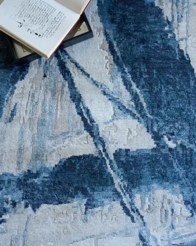 Exquisite Rugs Floor Art Hand-Knotted Dark Blue Rug, 8 ' x 10 ' | Thumbnail 7 Exquisite Rugs Floor Art Hand-Knotted Dark Blue Rug, 8 ' x 10 ' | Thumbnail 7