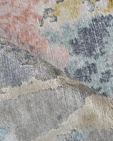 Exquisite Rugs Floor Art Hand-Knotted Silver & Blush Rug, 8 ' x 10 ' | Thumbnail 4 Exquisite Rugs Floor Art Hand-Knotted Silver & Blush Rug, 8 ' x 10 ' | Thumbnail 4