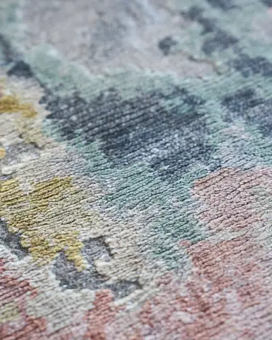 Exquisite Rugs Floor Art Hand-Knotted Silver & Blush Rug, 8 ' x 10 ' | Thumbnail 5 Exquisite Rugs Floor Art Hand-Knotted Silver & Blush Rug, 8 ' x 10 ' | Thumbnail 5