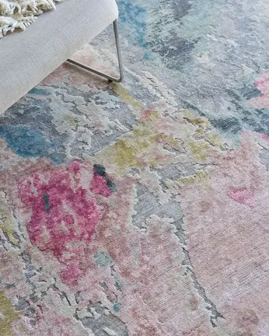 Exquisite Rugs Floor Art Hand-Knotted Silver & Blush Rug, 8 ' x 10 ' | Thumbnail 6 Exquisite Rugs Floor Art Hand-Knotted Silver & Blush Rug, 8 ' x 10 ' | Thumbnail 6