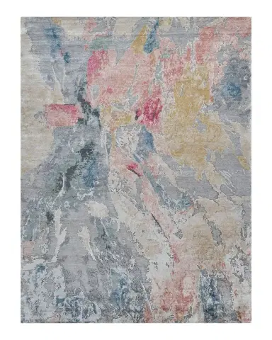Exquisite Rugs Floor Art Hand-Knotted Silver & Blush Rug, 8 ' x 10 ' | Thumbnail 1 Exquisite Rugs Floor Art Hand-Knotted Silver & Blush Rug, 8 ' x 10 ' | Thumbnail 1