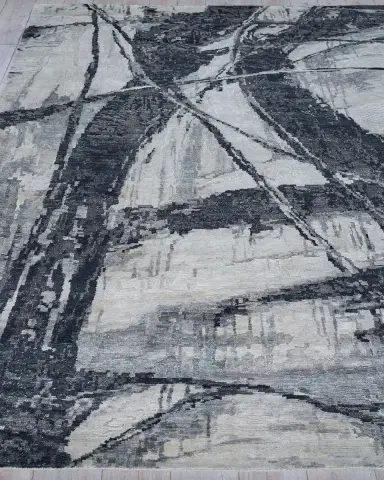 Exquisite Rugs Floor Art Hand-Knotted Dark Gray Rug | Thumbnail 2 Exquisite Rugs Floor Art Hand-Knotted Dark Gray Rug | Thumbnail 2