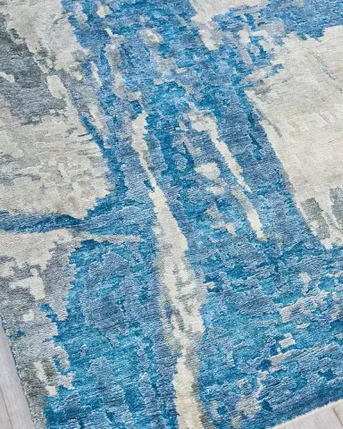 Exquisite Rugs Floor Art Hand-Knotted Light Blue Rug, 8 ' x 10 ' | Thumbnail 3 Exquisite Rugs Floor Art Hand-Knotted Light Blue Rug, 8 ' x 10 ' | Thumbnail 3
