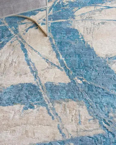 Exquisite Rugs Floor Art Hand-Knotted Light Blue Rug, 8 ' x 10 ' | Thumbnail 5 Exquisite Rugs Floor Art Hand-Knotted Light Blue Rug, 8 ' x 10 ' | Thumbnail 5