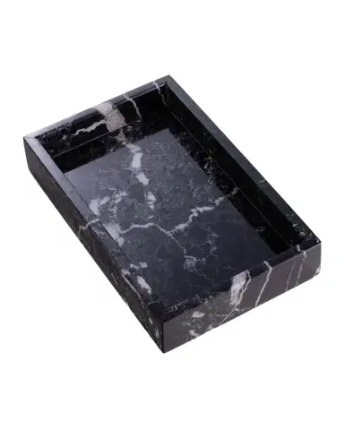 Bey-Berk Ezra Black Zebra Marble Towel Tray | Thumbnail 1 Bey-Berk Ezra Black Zebra Marble Towel Tray | Thumbnail 1