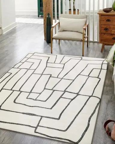 Exquisite Rugs Tangiers Hand-Tufted Ivory/Black Rug | Thumbnail 7 Exquisite Rugs Tangiers Hand-Tufted Ivory/Black Rug | Thumbnail 7