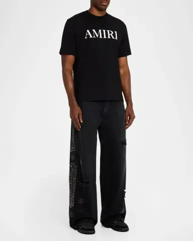 Amiri Men 's Bones Studded Baggy Jeans | Thumbnail 2 Amiri Men 's Bones Studded Baggy Jeans | Thumbnail 2