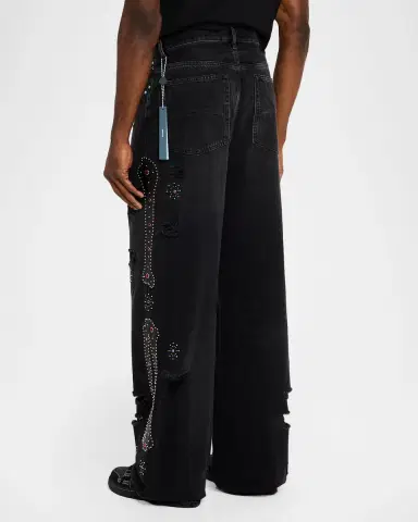 Amiri Men 's Bones Studded Baggy Jeans | Thumbnail 3 Amiri Men 's Bones Studded Baggy Jeans | Thumbnail 3