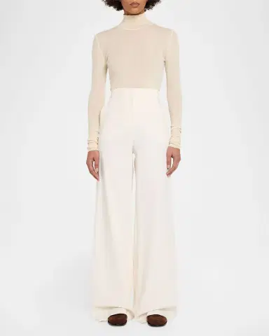 Max Mara Dentice Wide-Leg Stretch Cotton Twill Pants | Thumbnail 2 Max Mara Dentice Wide-Leg Stretch Cotton Twill Pants | Thumbnail 2