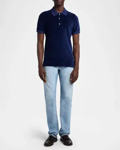 Tom Ford Men's Velour Classic-Fit Polo Shirt | Thumbnail 2 Tom Ford Men's Velour Classic-Fit Polo Shirt | Thumbnail 2
