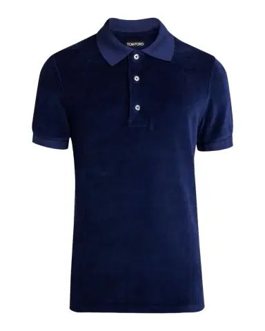 Tom Ford Men's Velour Classic-Fit Polo Shirt | Thumbnail 1 Tom Ford Men's Velour Classic-Fit Polo Shirt | Thumbnail 1