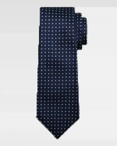 Kiton Men's Micro-Geometric Silk 7-Fold Tie | Thumbnail 2 Kiton Men's Micro-Geometric Silk 7-Fold Tie | Thumbnail 2
