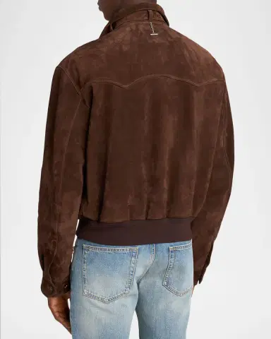 Alexander McQueen Men's Harrington Cropped Leather Bomber Jacket | Thumbnail 7 Alexander McQueen Men's Harrington Cropped Leather Bomber Jacket | Thumbnail 7