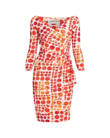 Chiara Boni La Petite Robe Floral V-Neck Long-Sleeve Side-Drape Dress | Thumbnail 1 Chiara Boni La Petite Robe Floral V-Neck Long-Sleeve Side-Drape Dress | Thumbnail 1