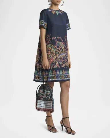 Etro Paisley Silk Habotai Short-Sleeve Mini Tunic Dress | Thumbnail 2 Etro Paisley Silk Habotai Short-Sleeve Mini Tunic Dress | Thumbnail 2