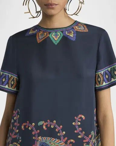 Etro Paisley Silk Habotai Short-Sleeve Mini Tunic Dress | Thumbnail 5 Etro Paisley Silk Habotai Short-Sleeve Mini Tunic Dress | Thumbnail 5