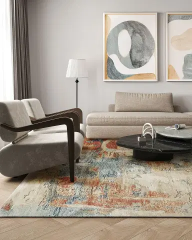 Exquisite Rugs Infinity Power-Loomed Ivory/Blue/Terracotta Rug | Thumbnail 3 Exquisite Rugs Infinity Power-Loomed Ivory/Blue/Terracotta Rug | Thumbnail 3