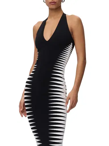 Hervé Léger Women's Amaris Colorblocked Midi-Dress - Black Alabaster Combo | Thumbnail 6 Hervé Léger Women's Amaris Colorblocked Midi-Dress - Black Alabaster Combo | Thumbnail 6