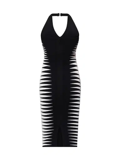 Hervé Léger Women's Amaris Colorblocked Midi-Dress - Black Alabaster Combo | Thumbnail 7 Hervé Léger Women's Amaris Colorblocked Midi-Dress - Black Alabaster Combo | Thumbnail 7
