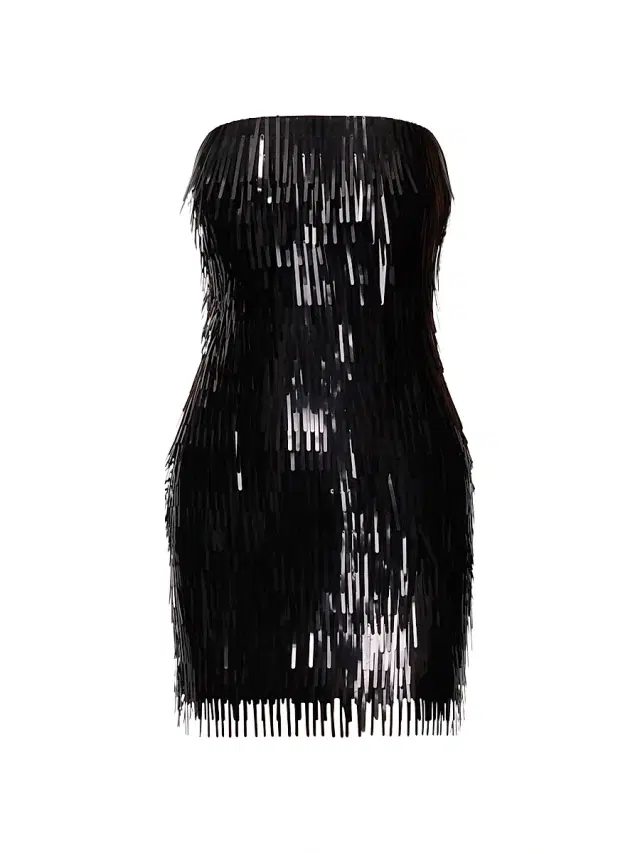 Women's The Keira Fringed Minidress - Black Women's The Keira Fringed Minidress - Black