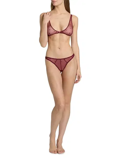 Kiki de Montparnasse Women's Cerise Embroidered Mesh Bra | Thumbnail 2 Kiki de Montparnasse Women's Cerise Embroidered Mesh Bra | Thumbnail 2
