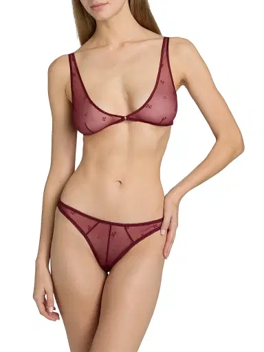 Kiki de Montparnasse Women's Cerise Embroidered Mesh Bra | Thumbnail 3 Kiki de Montparnasse Women's Cerise Embroidered Mesh Bra | Thumbnail 3
