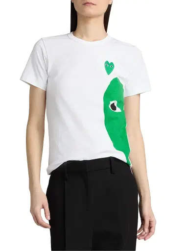 Comme des Garçons SHIRT Women's Half Heart Cotton T-Shirt - White | Thumbnail 3 Comme des Garçons SHIRT Women's Half Heart Cotton T-Shirt - White | Thumbnail 3